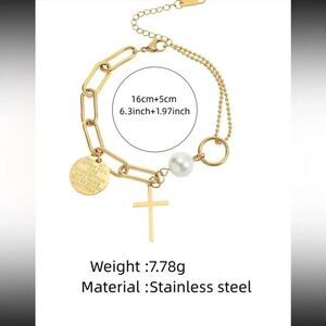 Bohemian cross charm chain bracelet A738